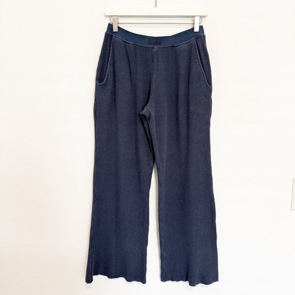 Set Active Waffle Knit Elastic Waist Pull On Wide Leg Pant Lounge Athletic Small - Picture 1 of 8